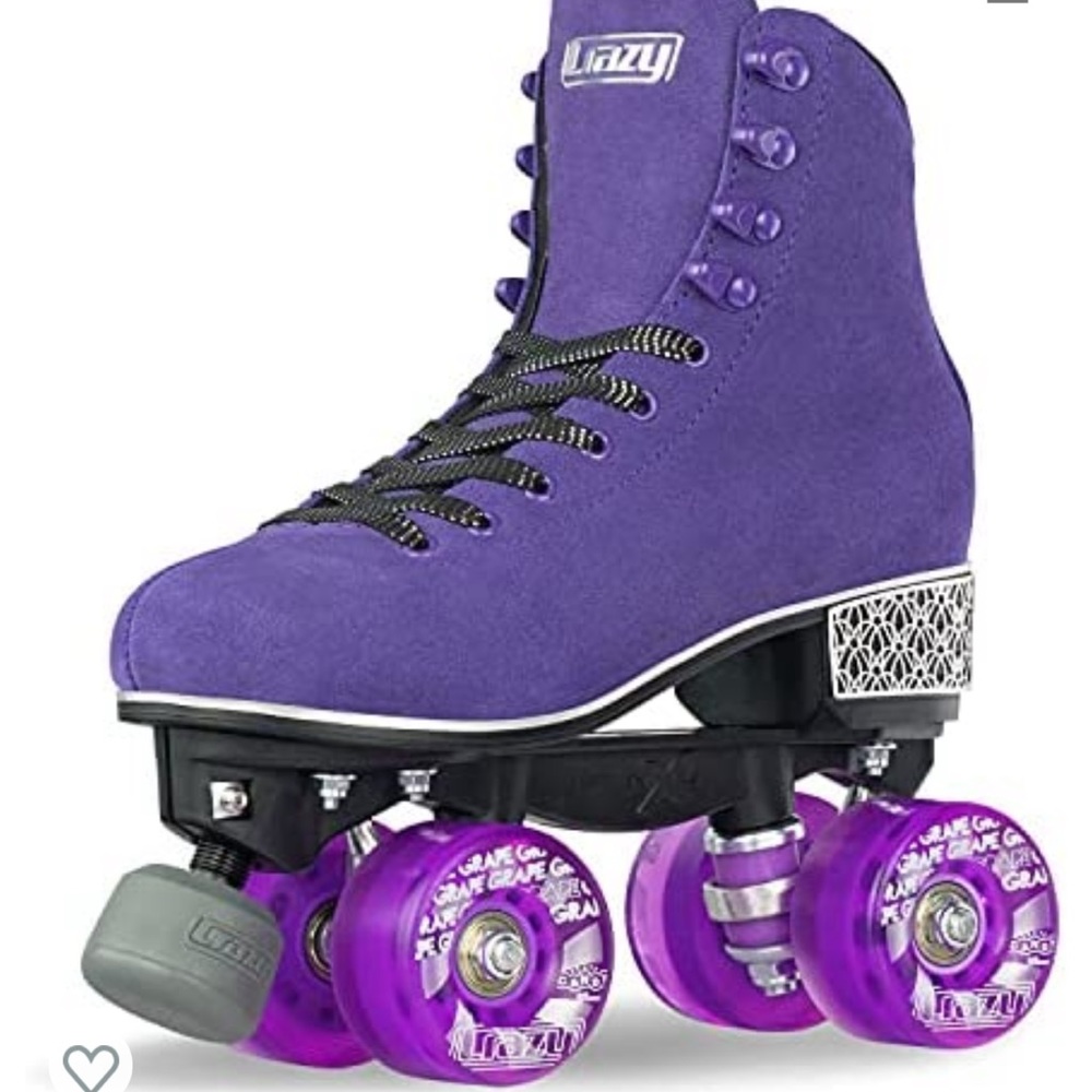 Purple Suede Roller Skates with Custom Wheels & Tote Box - Picture 3 of 16